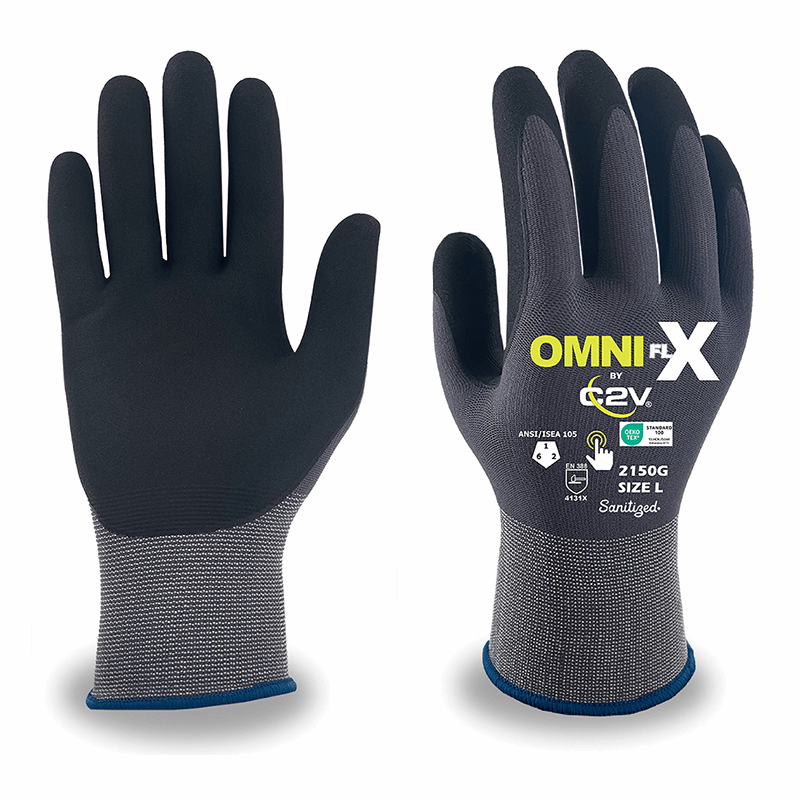 OMNI FLX Nylon/Spandex with Nitrile Palm, Touchscreen, Cut Level A1