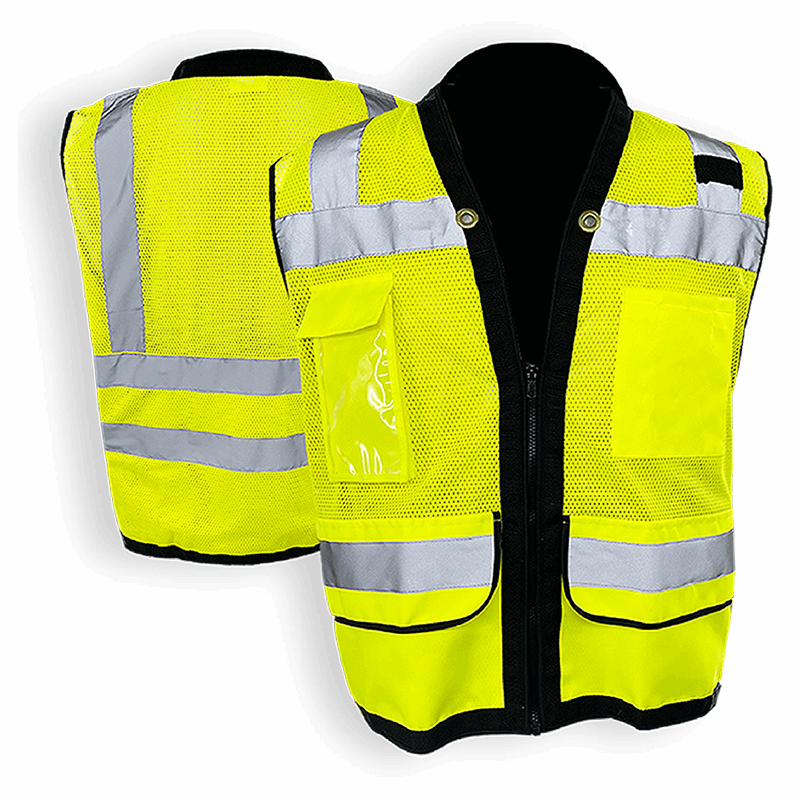 X-CRASH Type R, Class 2, Heavy Duty Mesh Surveyor Vest, Zipper Closure